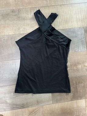 Black One-Shoulder Cross Strap Top